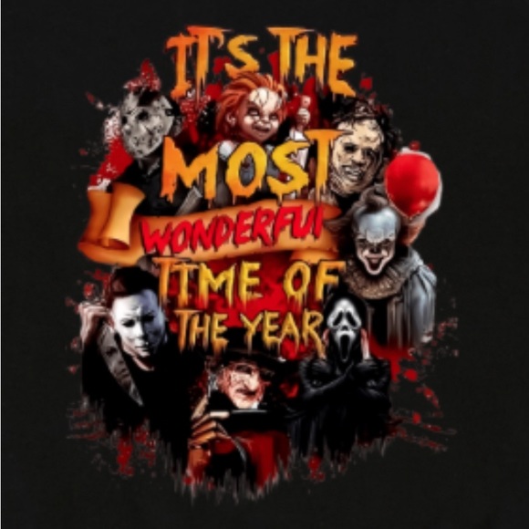 Halloween Custom Scary Graphic Black Sweatshirt Mens Large New - Picture 2 of 2